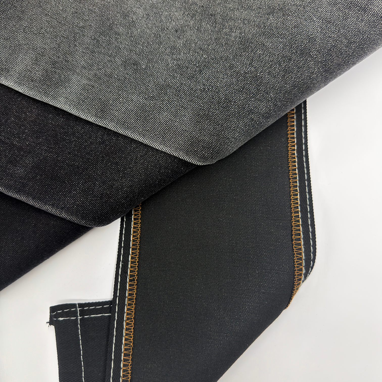13 Oz High Shrinkage Black Denim Fabric 20 Percent Potential Vintage Look Rigid Raw Denim Fabric