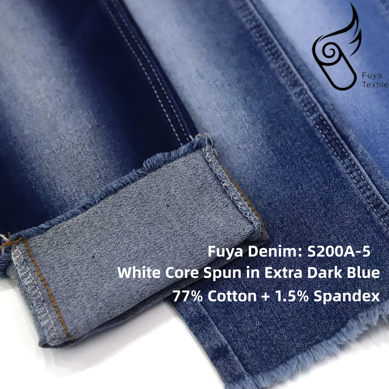 Mercerized Cotton Denim Material Deep Blue 10S Soft Yarn White Core Raw Cloth From Reliable China
