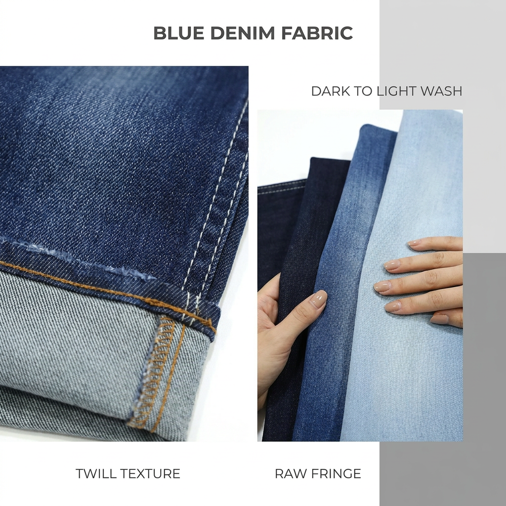 High Shrink Stretch Twill Woven Denim Fabric Slub Texture Customized Designs for Boys