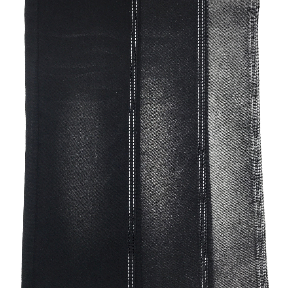 702H-3H 13.72oz black color heavy weight high stretch recycled cotton denim fabric for men's jeans