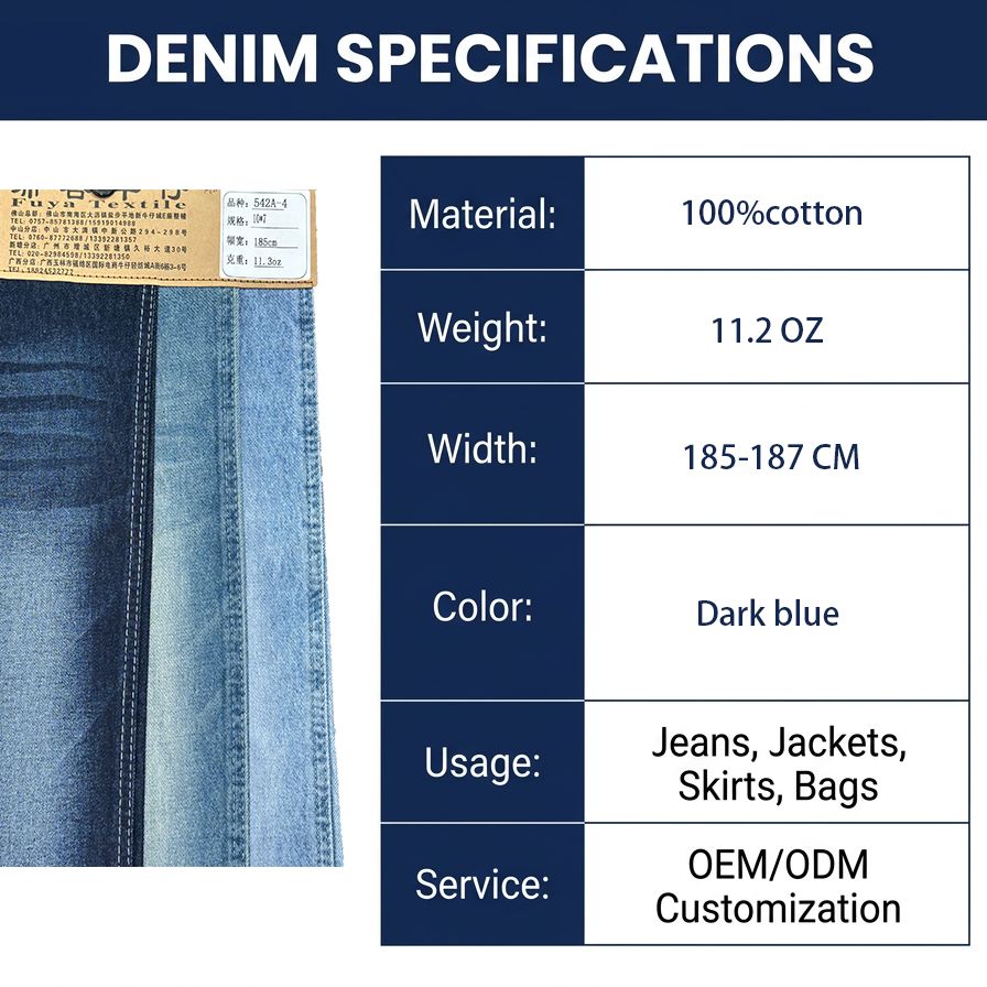 605A-6 60%Cotton 10*21/55 OE Yarn Indigo Color Denim Fabric Wholesale 1