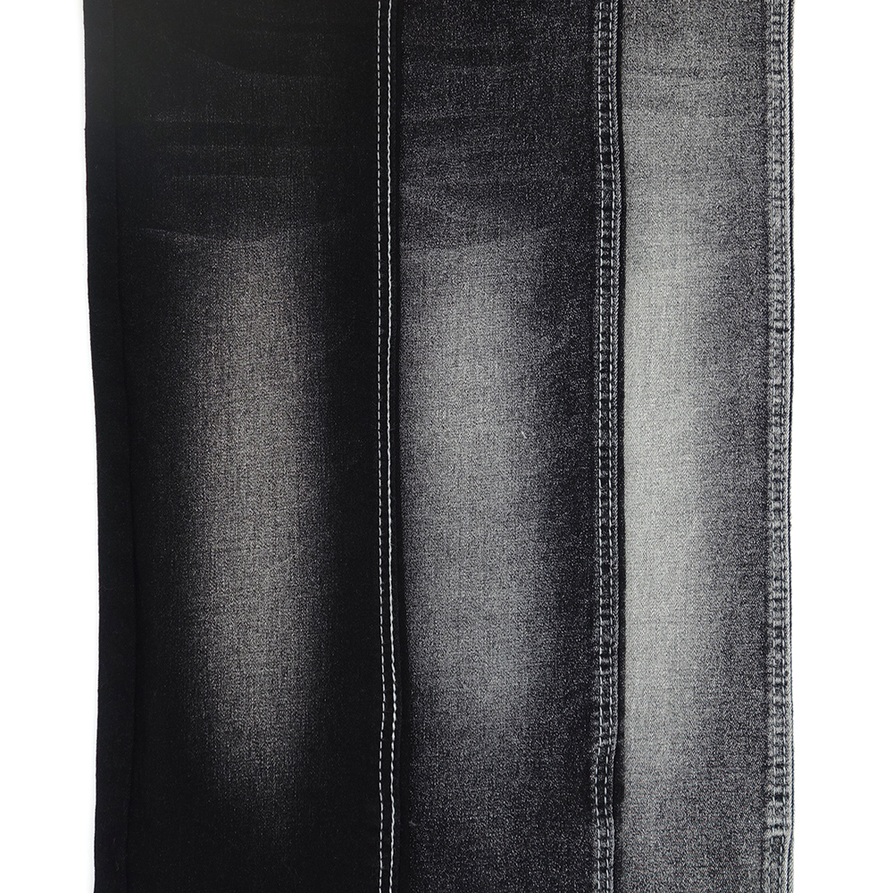 196b-3b heavy weight black color high quality stretch twill denim fabric for women's jeans
