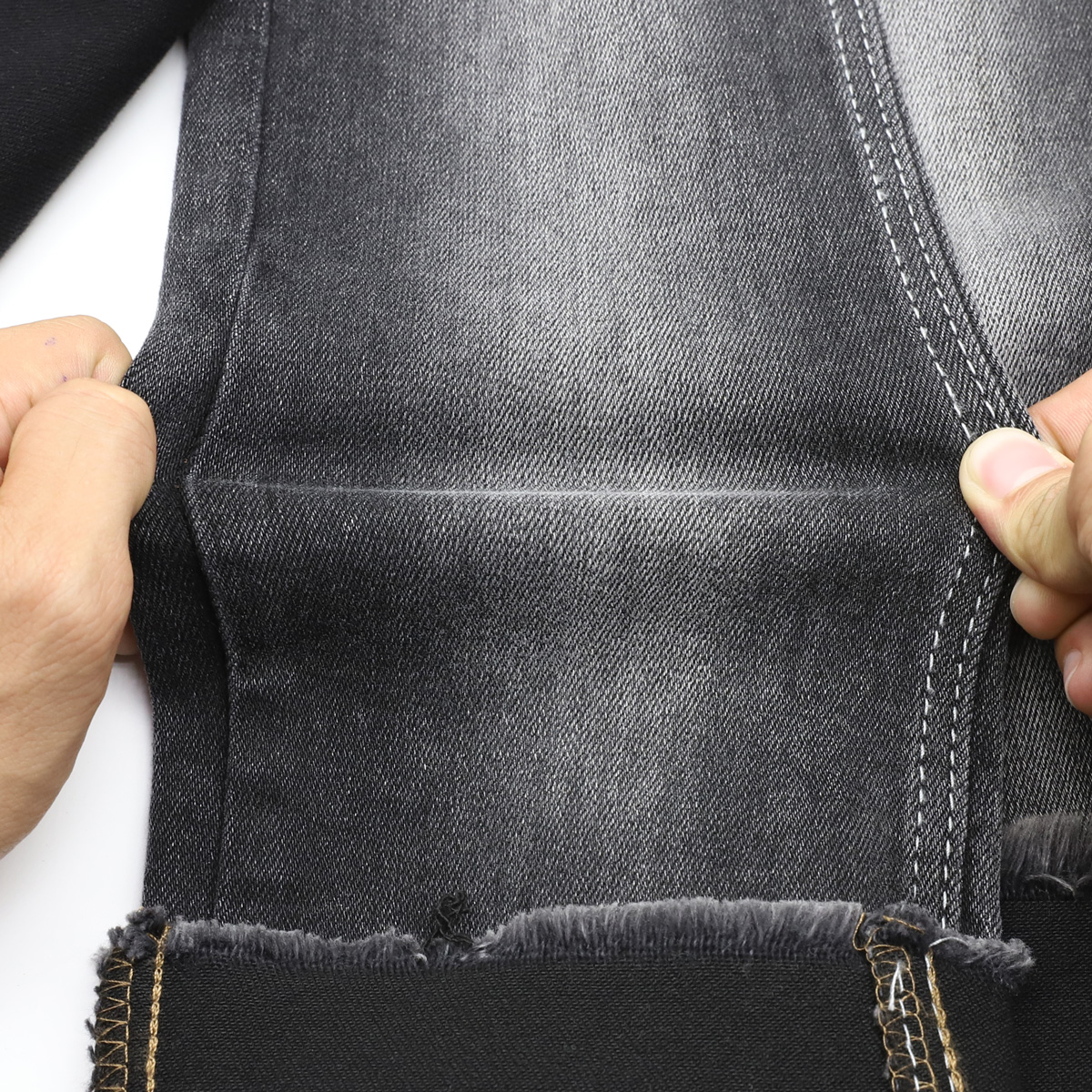 106b-2b 13.41oz a/w Black-black high stretch denim fabric for men/women/children's Jeans